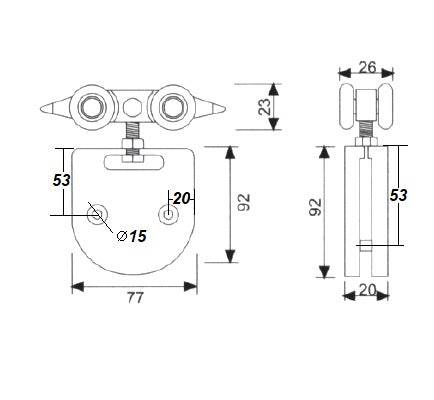 (PAR) RODACHINES PUERTAS DE VIDRIO INCLUYE 2 RODACHINES RIEL TD-AL03