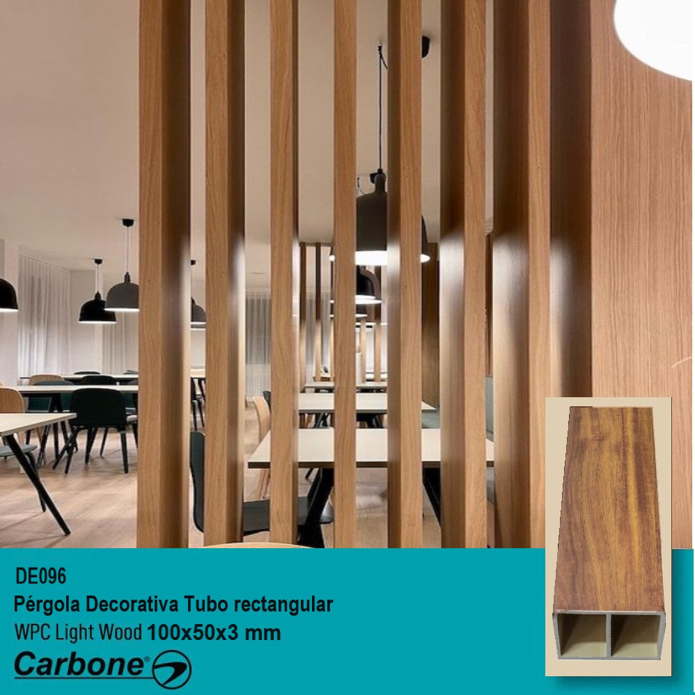 [SKUIMG]DE096|PERGOLA DECORATIVA TUBO WPC 2X4 LIGHT WOOD RECTANGULAR 100X50X2900MM