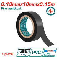 (1 PZA) CINTA ADHESIVA AISLANTE DE PVC, 18MMX9.15M, COLOR NEGRO, ANCHO 18MM, ESPESOR 0.13MM