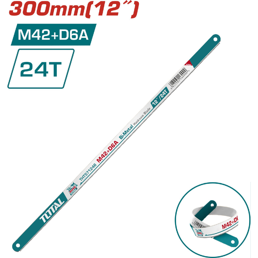 (1 PZA) HOJA DE SEGUETA PARA METALES BIMETÁLICA DE 300 MM (12"). MATERIAL: M42 + D6A. 24 DIENTES.